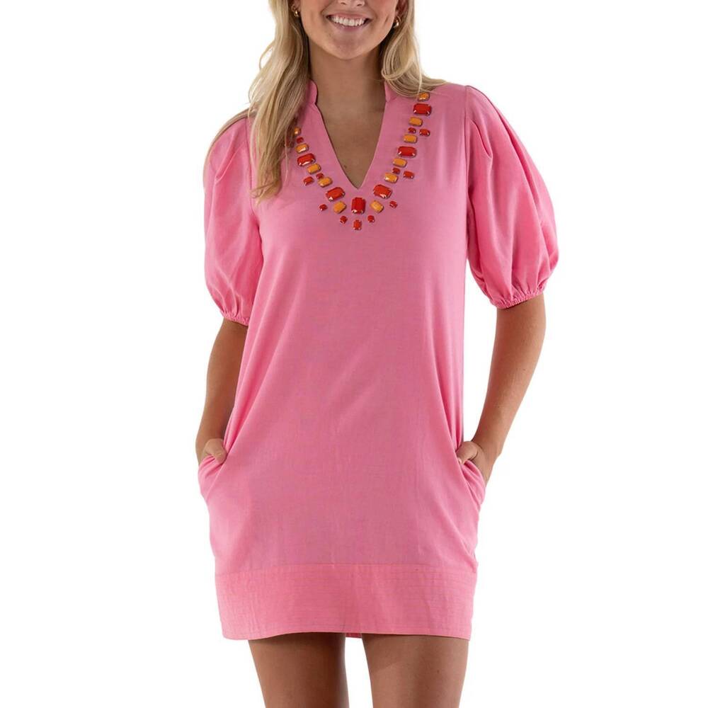 NEW EMILY MCCARTHY hampton mini dress in rose linen
